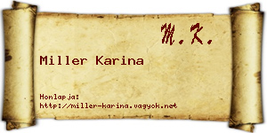 Miller Karina névjegykártya